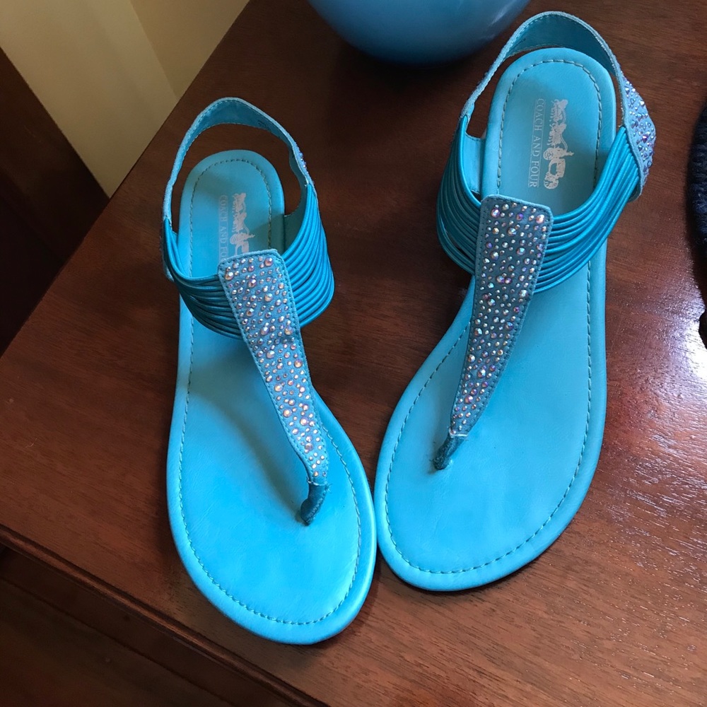 Coach and Four Turquoise Bling Sandals